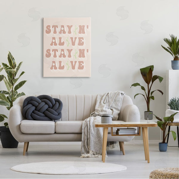 Stupell Industries Stupell Studio | Stayin' Alive Groovy Gardening Plant Text Quote Wall Art