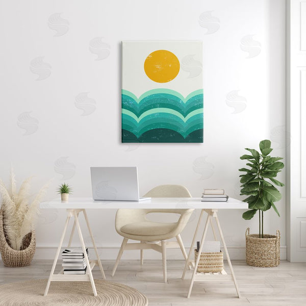 Stupell Industries Stupell Studio | Sun Rising Over Green Hills Abstract Geometric Arches Wall Art