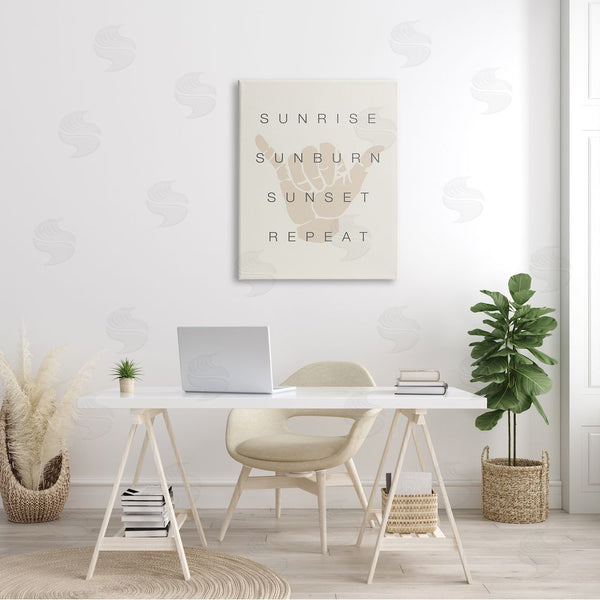 Stupell Industries Stupell Studio | Sunrise Sunburn Sunset Repeat Beach Phrase Shaka Hand Wall Art