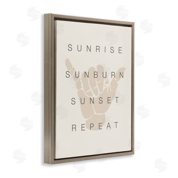 Stupell Industries Stupell Studio | Sunrise Sunburn Sunset Repeat Beach Phrase Shaka Hand Wall Art