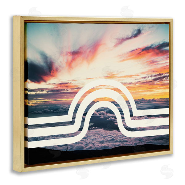 Stupell Industries Stupell Studio | Sunset Cloud Landscape White Arch Lines