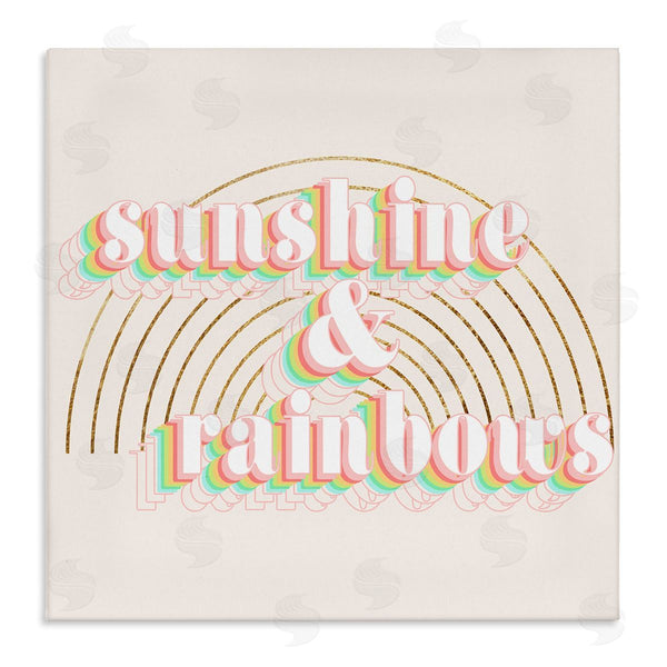 stupell industries Stupell Studio | Sunshine and Rainbows Retro Typography Pop Round Arches Wall Art