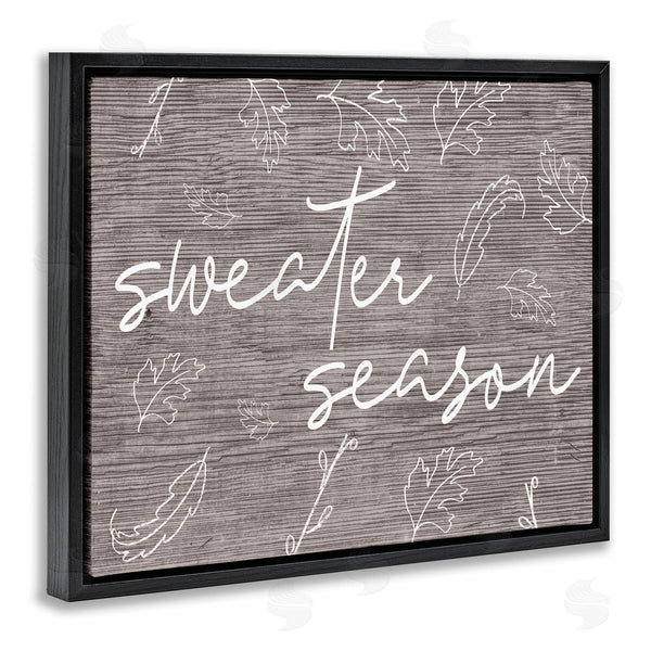 Stupell Industries Stupell Studio | Sweater Season Phrase Falling Leaves Outlines Rustic Pattern Wall Art