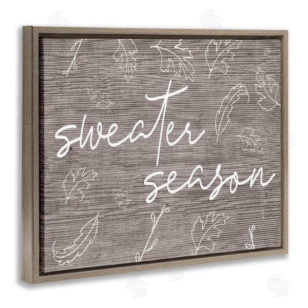 Stupell Industries Stupell Studio | Sweater Season Phrase Falling Leaves Outlines Rustic Pattern Wall Art