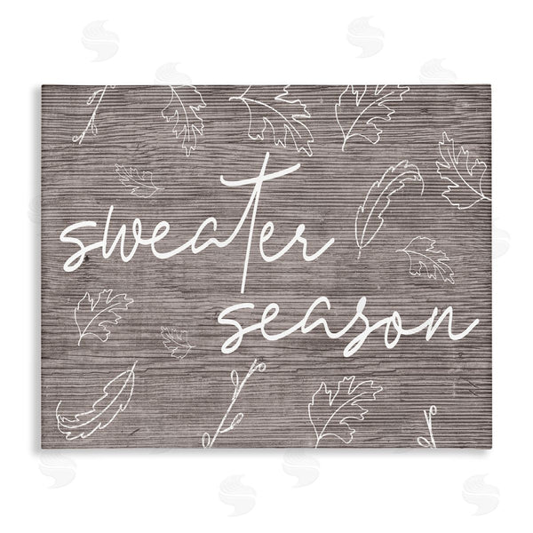 stupell industries Stupell Studio | Sweater Season Phrase Falling Leaves Outlines Rustic Pattern Wall Art