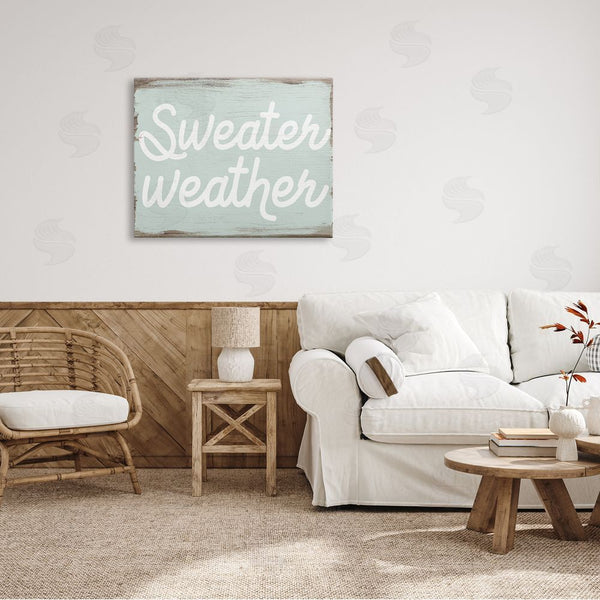Stupell Industries Stupell Studio | Sweater Weather Phrase Minimal Text Rustic Grain Pattern Wall Art