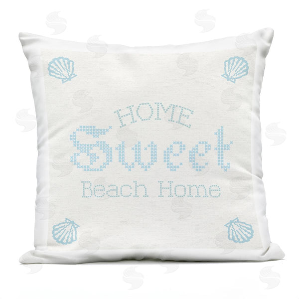 Stupell Industries Stupell Studio | Sweet Beach Home Delicate Blue Seashell Phrase Printed Throw Pillow