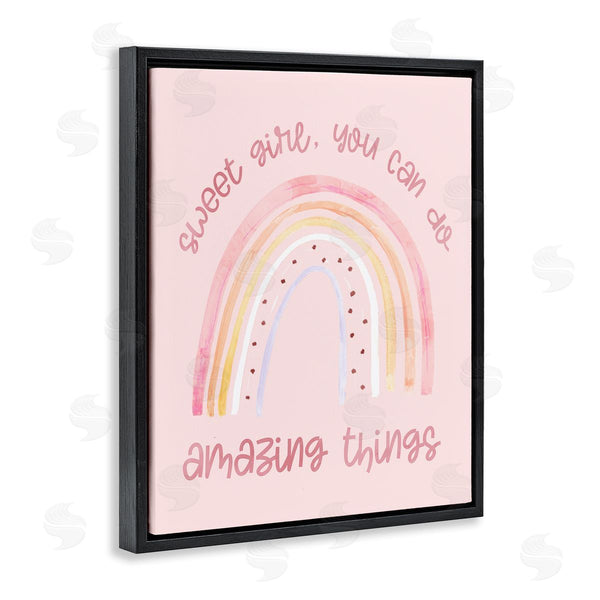 Stupell Industries Stupell Studio | Sweet Girl Amazing Things Phrase Pink Spotted Rainbow Wall Art