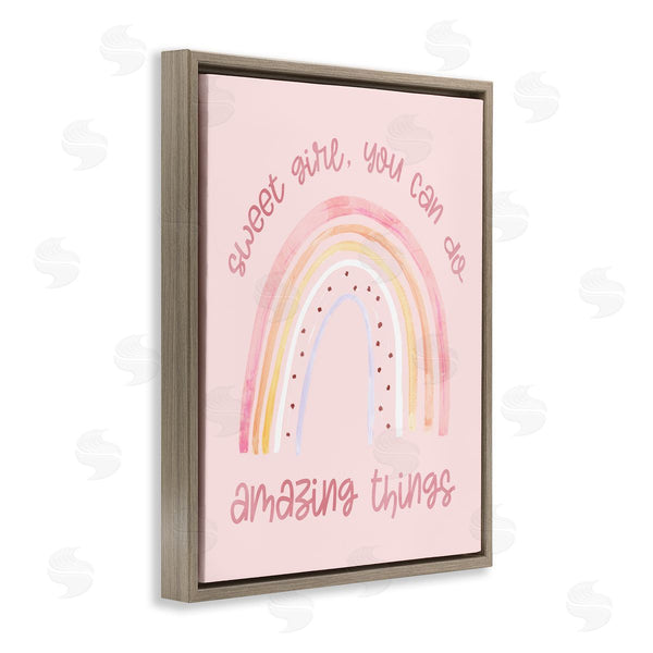 Stupell Industries Stupell Studio | Sweet Girl Amazing Things Phrase Pink Spotted Rainbow Wall Art