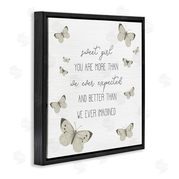 Stupell Industries Stupell Studio | Sweet Girl More Than Expected Phrase Charming Butterflies