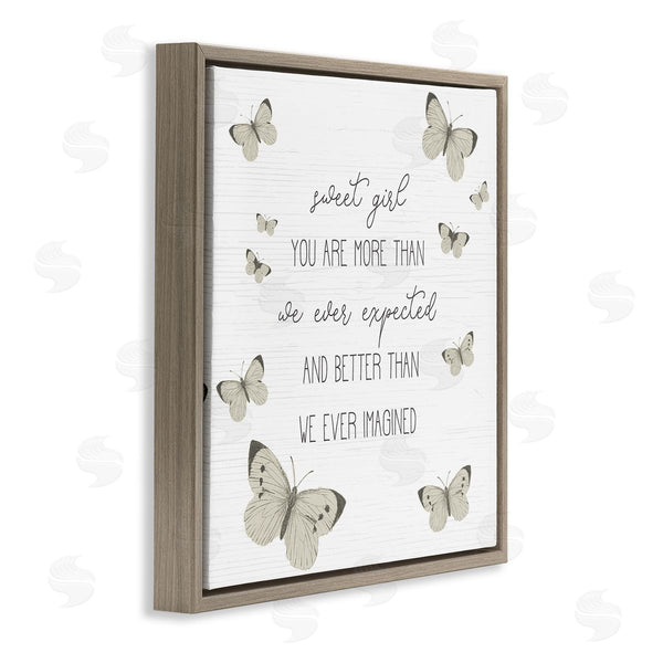 Stupell Industries Stupell Studio | Sweet Girl More Than Expected Phrase Charming Butterflies