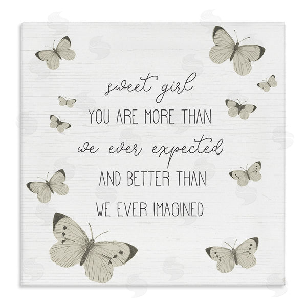stupell industries Stupell Studio | Sweet Girl More Than Expected Phrase Charming Butterflies