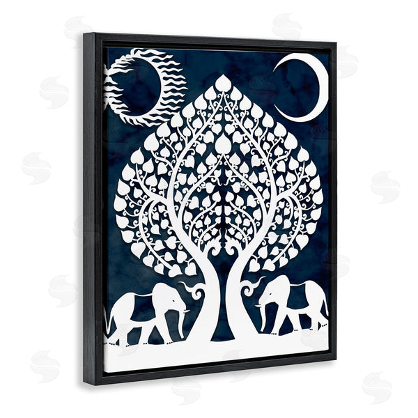 Stupell Industries Stupell Studio | Symmetrical Elephants Marching Under Trees Sun And Moon Wall Art
