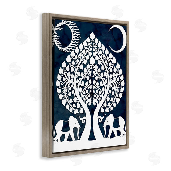 Stupell Industries Stupell Studio | Symmetrical Elephants Marching Under Trees Sun And Moon Wall Art