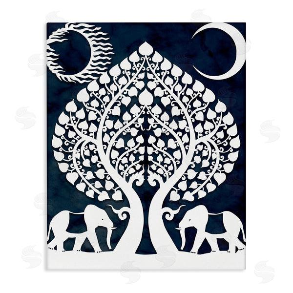stupell industries Stupell Studio | Symmetrical Elephants Marching Under Trees Sun and Moon Wall Art
