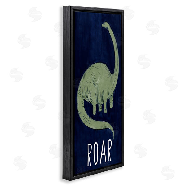 Stupell Industries Stupell Studio | Tall Green Dinosaur Roar Text Over Blue
