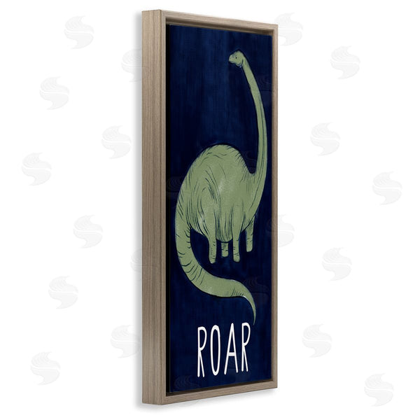 Stupell Industries Stupell Studio | Tall Green Dinosaur Roar Text Over Blue