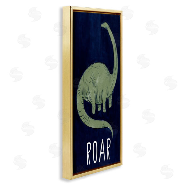Stupell Industries Stupell Studio | Tall Green Dinosaur Roar Text Over Blue