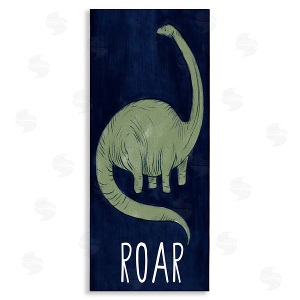 stupell industries Stupell Studio | Tall Green Dinosaur Roar Text Over Blue