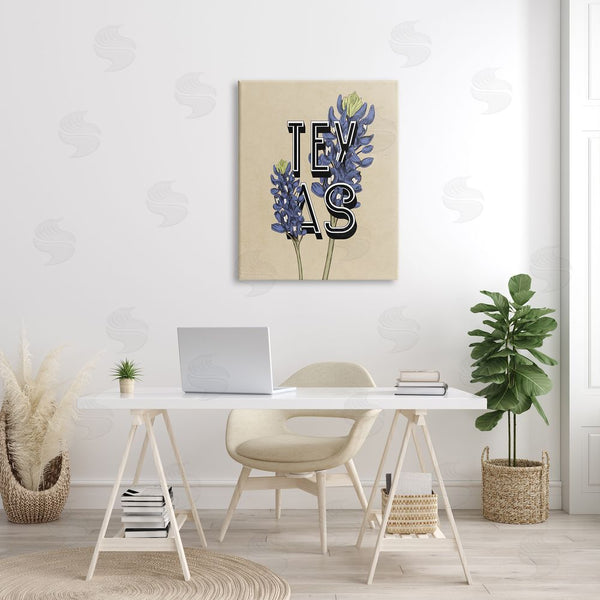 Stupell Industries Stupell Studio | Texas State Flower Bluebonnet Plant Sprigs Typography Wall Art