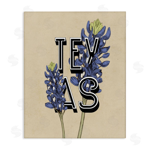 Stupell Industries Stupell Studio | Texas State Flower Bluebonnet Plant Sprigs Typography Wall Art