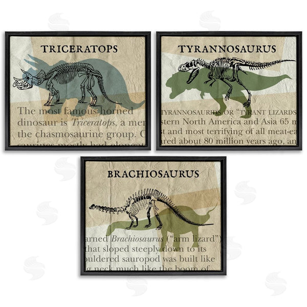 Stupell Industries Stupell Studio | Textbook Style Dinosaur Skeletons Wall Art