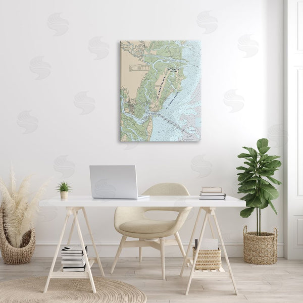 Stupell Industries Stupell Studio | Traditional St. Simons Island Nautical Map Blue Green Wall Art
