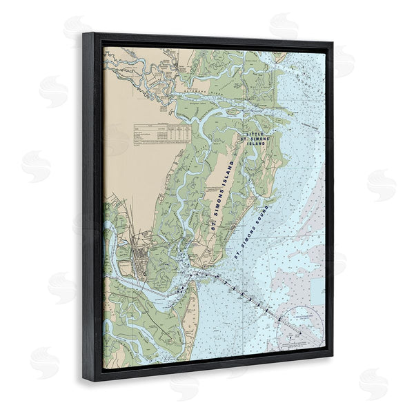 Stupell Industries Stupell Studio | Traditional St. Simons Island Nautical Map Blue Green Wall Art