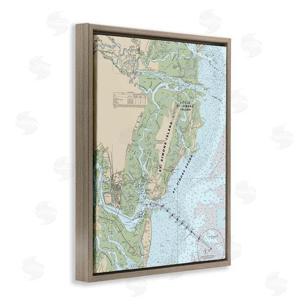 Stupell Industries Stupell Studio | Traditional St. Simons Island Nautical Map Blue Green Wall Art