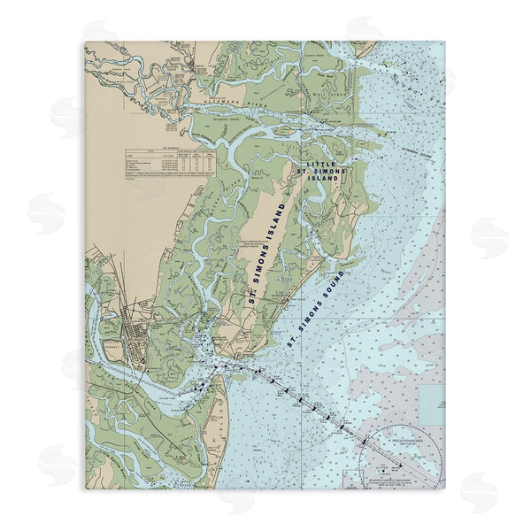 stupell industries Stupell Studio | Traditional St. Simons Island Nautical Map Blue Green Wall Art