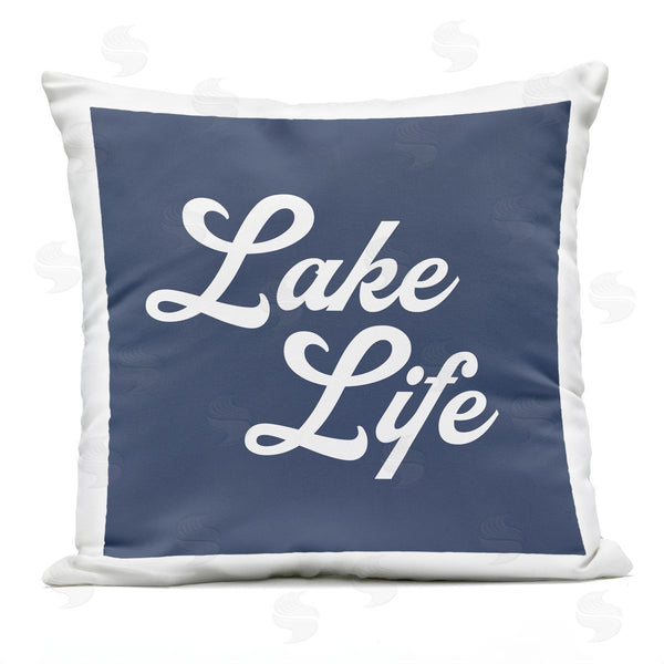 Stupell Industries Stupell Studio | Trendy Lake Life Phrase Bold Nautical Blue Printed Throw Pillow