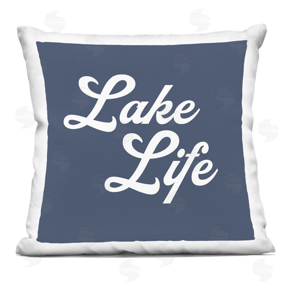 stupell industries Stupell Studio | Trendy Lake Life Phrase Bold Nautical Blue Printed Throw Pillow