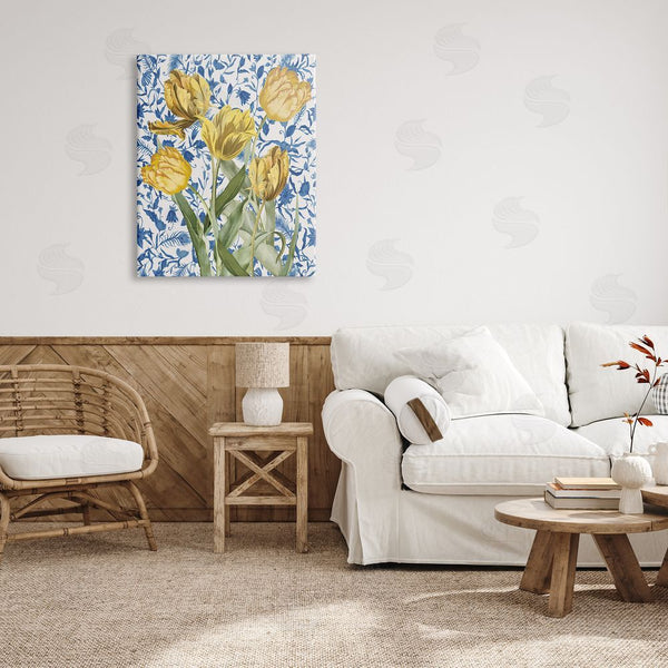 Stupell Industries Stupell Studio | Tulips On Blue Toile Wall Art