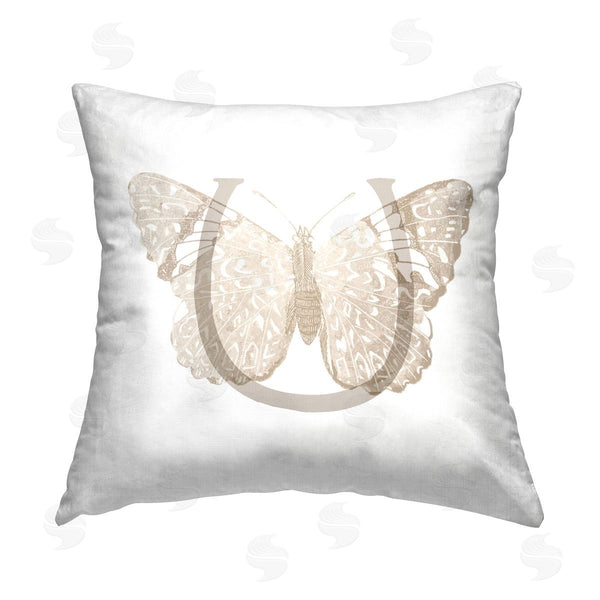 stupell industries Stupell Studio | U Name Initial Butterfly Printed Throw Pillow