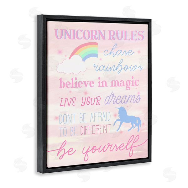 Stupell Industries Stupell Studio | Unicorn Rules Happiness Rainbow Pink Sky Wall Art