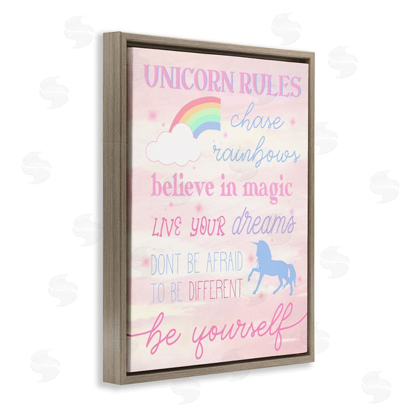 Stupell Industries Stupell Studio | Unicorn Rules Happiness Rainbow Pink Sky Wall Art