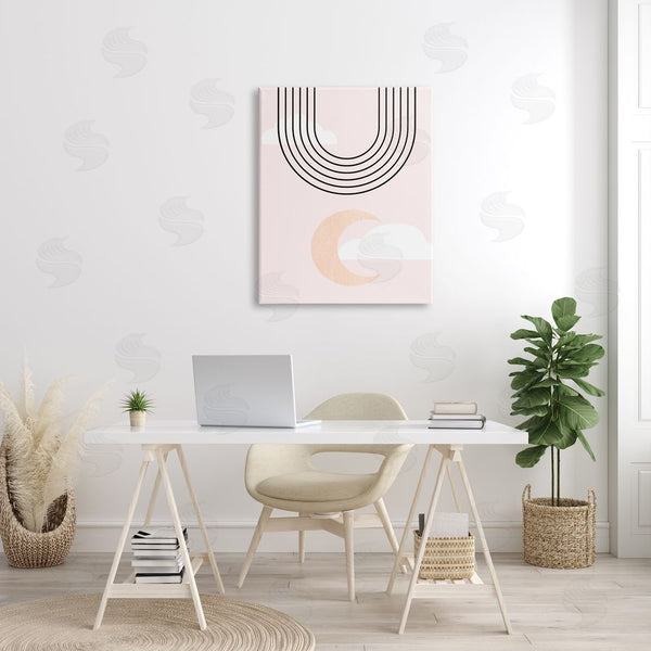 Stupell Industries Stupell Studio | Upside Down Rainbow Arches Crescent Moon Pink Sky Wall Art