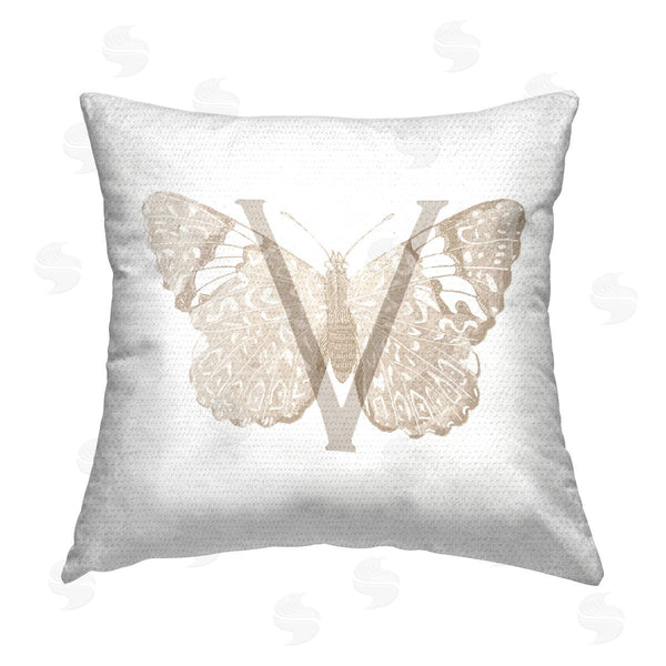 Stupell Industries Stupell Studio | V Name Initial Butterfly Printed Throw Pillow