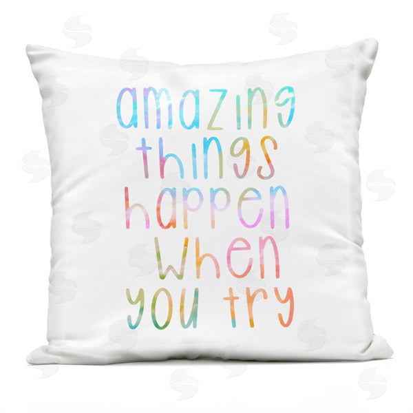 Stupell Industries Stupell Studio | Vibrant Motivational Rainbow Quote Happy Saying Printed Throw Pillow