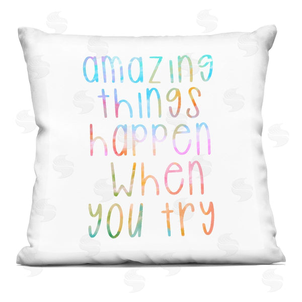 stupell industries Stupell Studio | Vibrant Motivational Rainbow Quote Happy Saying Printed Throw Pillow