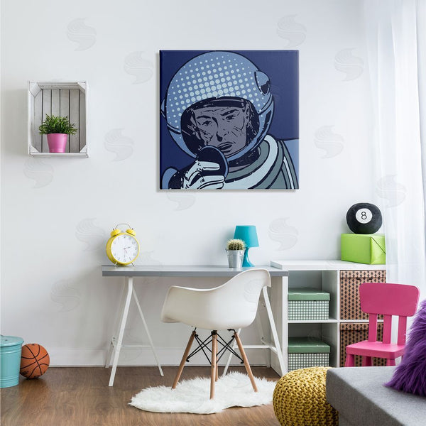 Stupell Industries Stupell Studio | Vintage Astronaut Portrait Retro Blue Pop Space Helmet Wall Art