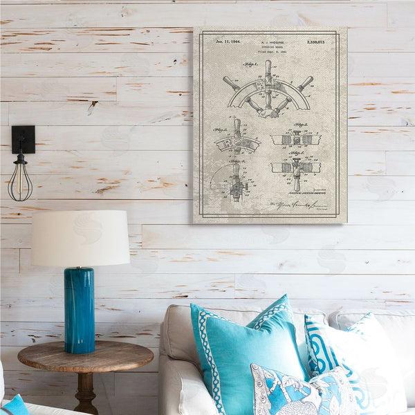 Stupell Industries Stupell Studio | Vintage Ship Steering Wheel Diagram Interior View Wall Art