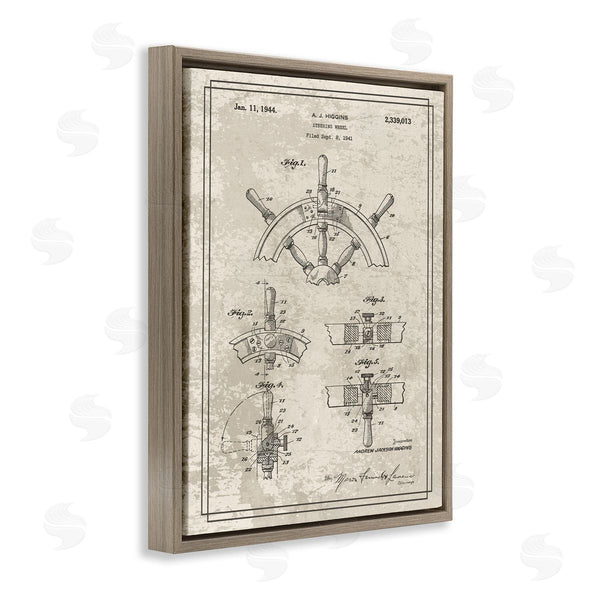 Stupell Industries Stupell Studio | Vintage Ship Steering Wheel Diagram Interior View Wall Art