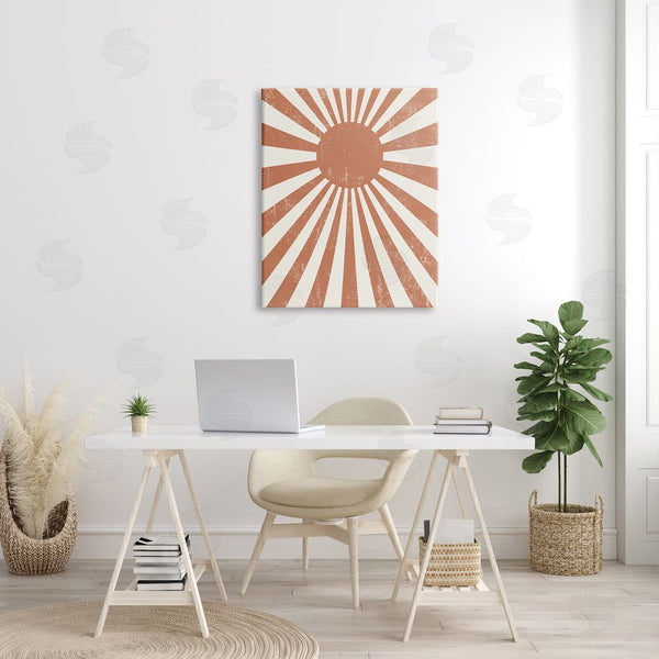 Stupell Industries Stupell Studio | Vintage Striped Sun Rays Beaming Weathered Design Wall Art