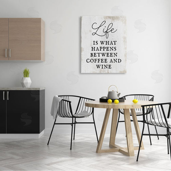 Stupell Industries Stupell Studio | Vintage Style Coffee & Wine Life Phrase Typography Wall Art