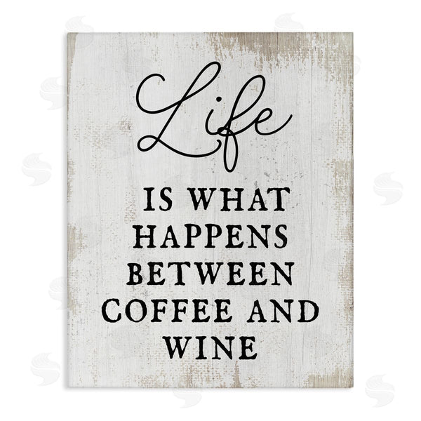 stupell industries Stupell Studio | Vintage Style Coffee & Wine Life Phrase Typography Wall Art