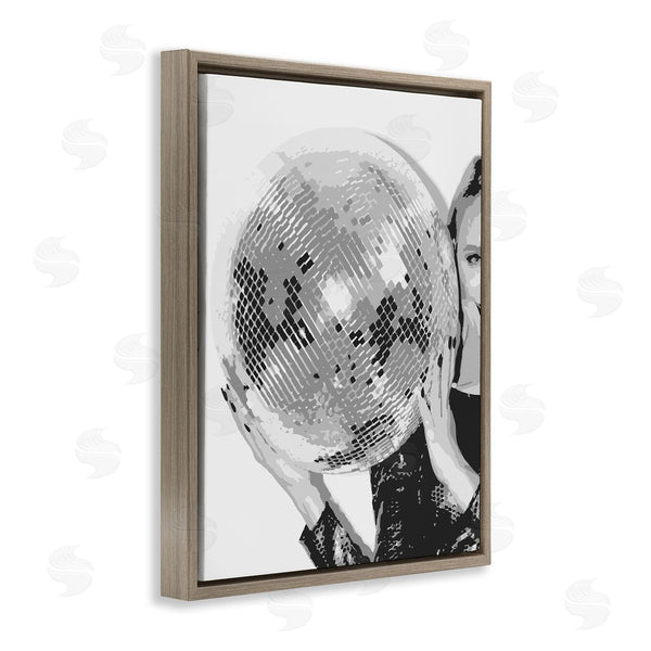 Stupell Industries Stupell Studio | Vintage Woman Holding Disco Ball Wall Art