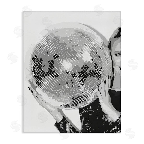 stupell industries Stupell Studio | Vintage Woman Holding Disco Ball Wall Art