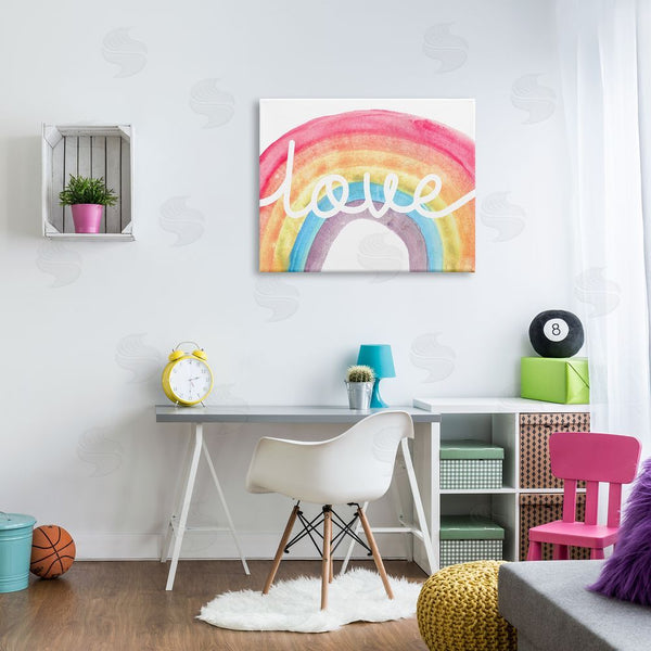 Stupell Industries Stupell Studio | Warm Rainbow Arches Love Cursive Typography Wall Art