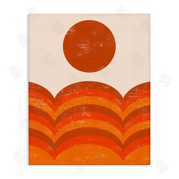 stupell industries Stupell Studio | Warm Summer Sun Landscape Abstract Orange Mountain Hills Wall Art